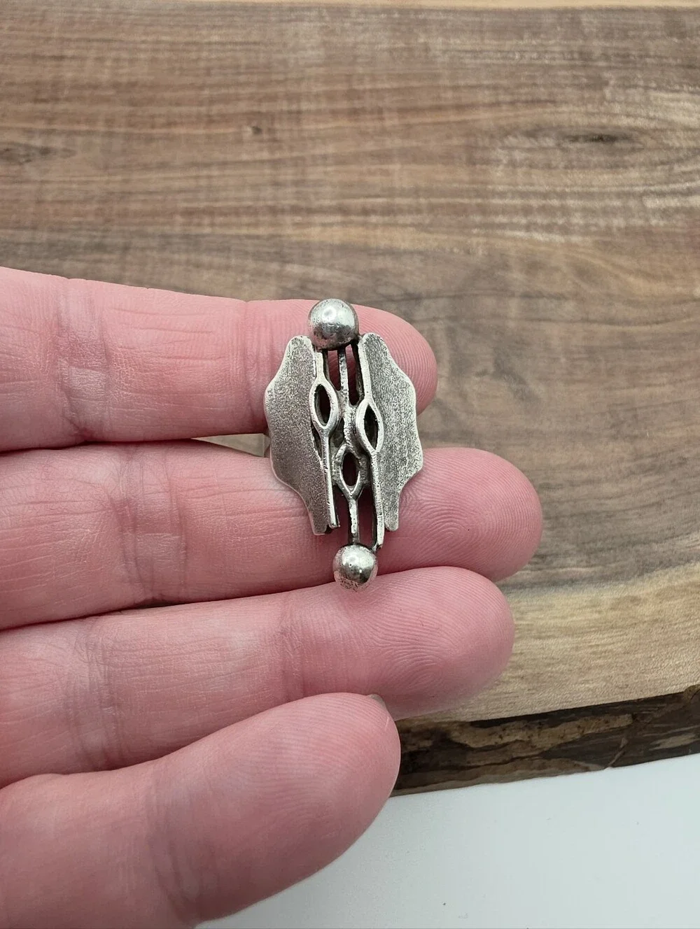Vintage 60s 925 Sterling Silver Brutalist Modernist Shield Statement Ring